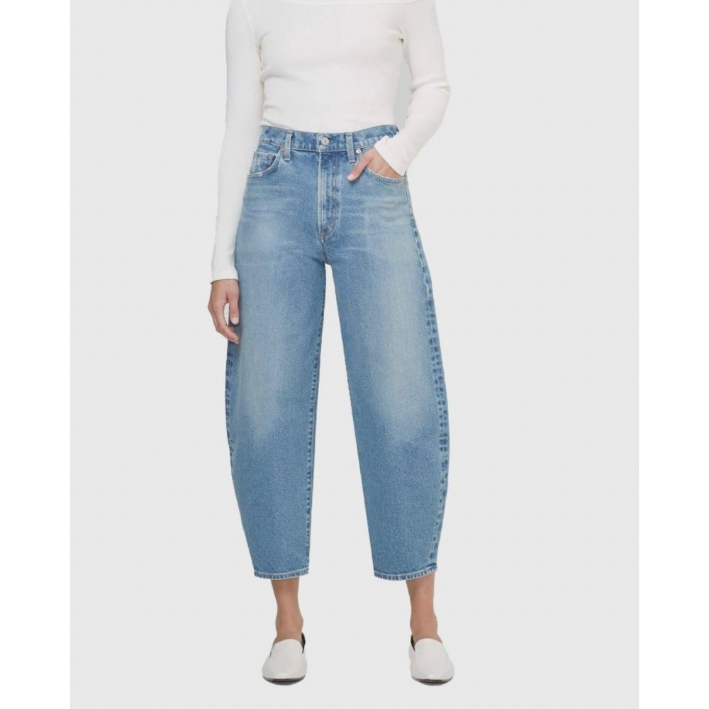 CITIZENS OF HUMANITY Calista Curve Horseshoe Jeans Light Blue Wide Leg Size 27